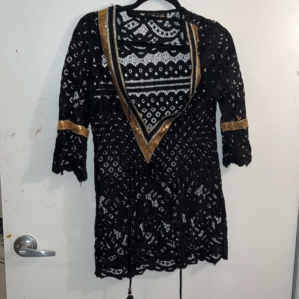 Black & Gold Bathing Suit Coverup. NWOT